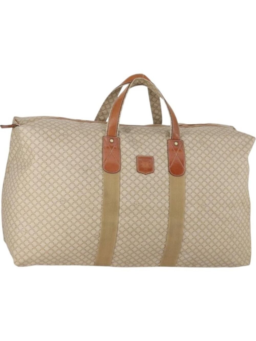 CELINE Macadam Canvas Boston Bag PVC Beige Gold